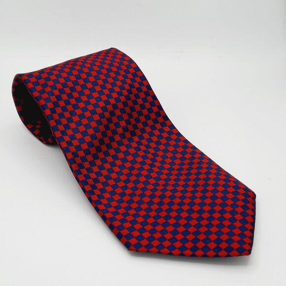 Bert Pulitzer Other - Vintage Bert Pulitzer Collectors Edition Silk Necktie Red Blue Check Squares USA